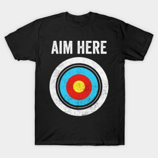 Aim Here Dartboard Bullseye T-Shirt